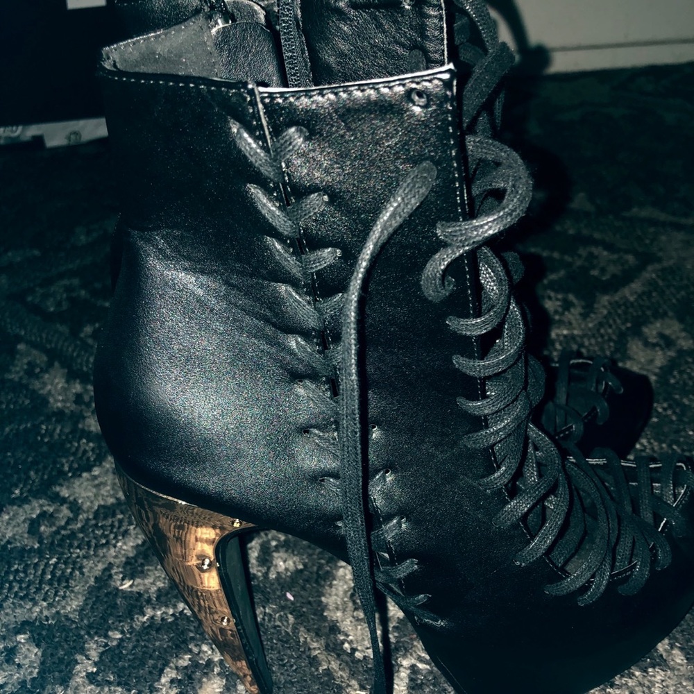 Privileged- black lace up ,bondage heel